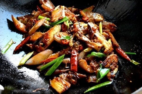 Asian recipe spicy ground chicken and eggplant