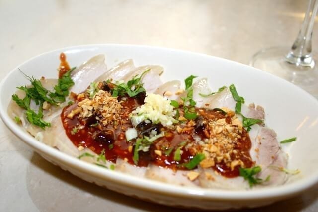 Sliced Pork Belly with Spicy Garlic Peanut Sauce