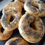 Homemade poppy seed and sesame bagels