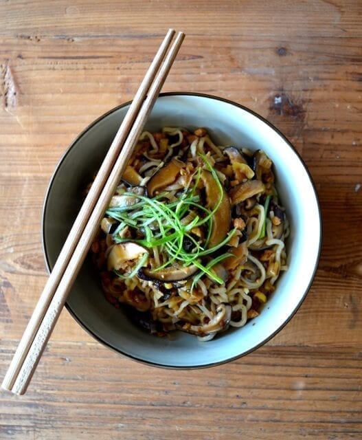 Easy Mushroom Noodle Stir fry, by thewoksoflife.com