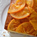 citrus cake with candied orange slices on top