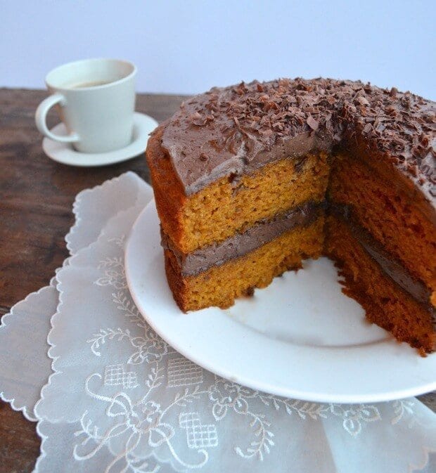 Pumpkin Cake with Mexican Chocolate Whipped Cream