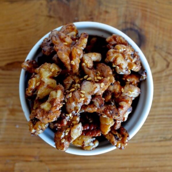 candied walnuts with sesame seeds