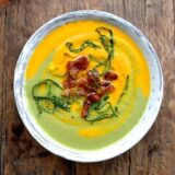 carrot pea soup with bacon
