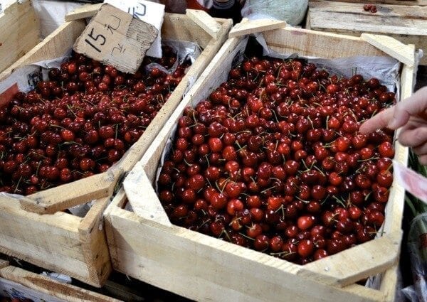 Cherries at the Market by thewoksoflife.com 