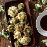 Chive flower tempura