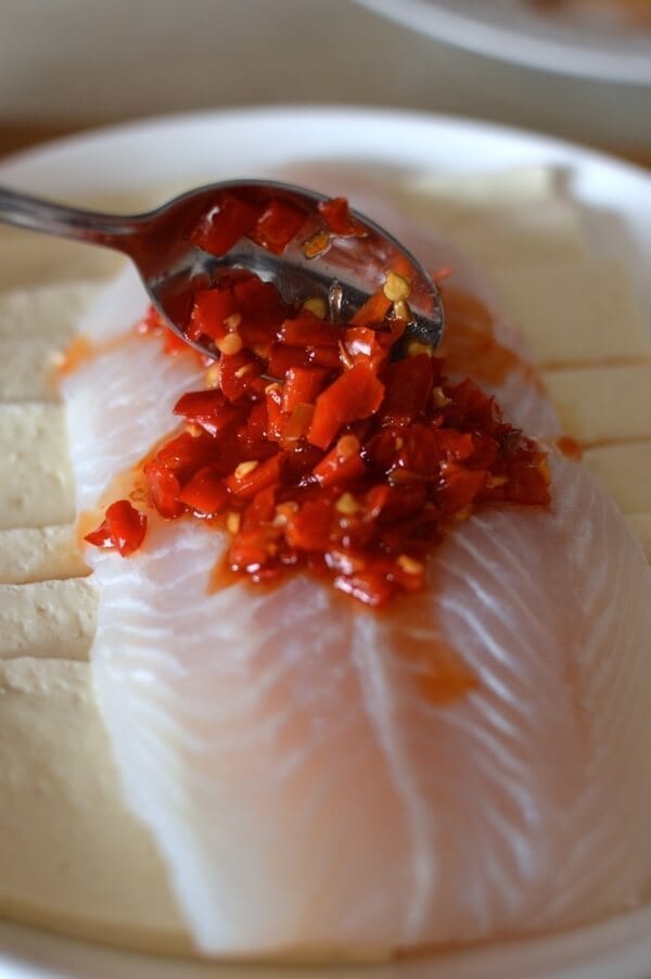 Hunan Steamed Fish with Salted Chilies - Duo Jiao Yu, by thewoksoflife.com