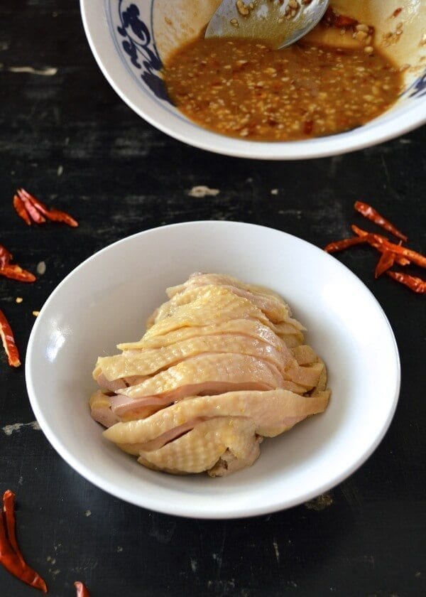 Drool-worthy Chicken in Chili Oil Sauce (Kou Shui Ji), by thewoksoflife.com
