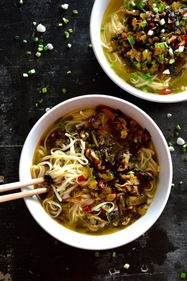 Noodle Soup with Pork and Pickled Greens by thewoksoflife.com