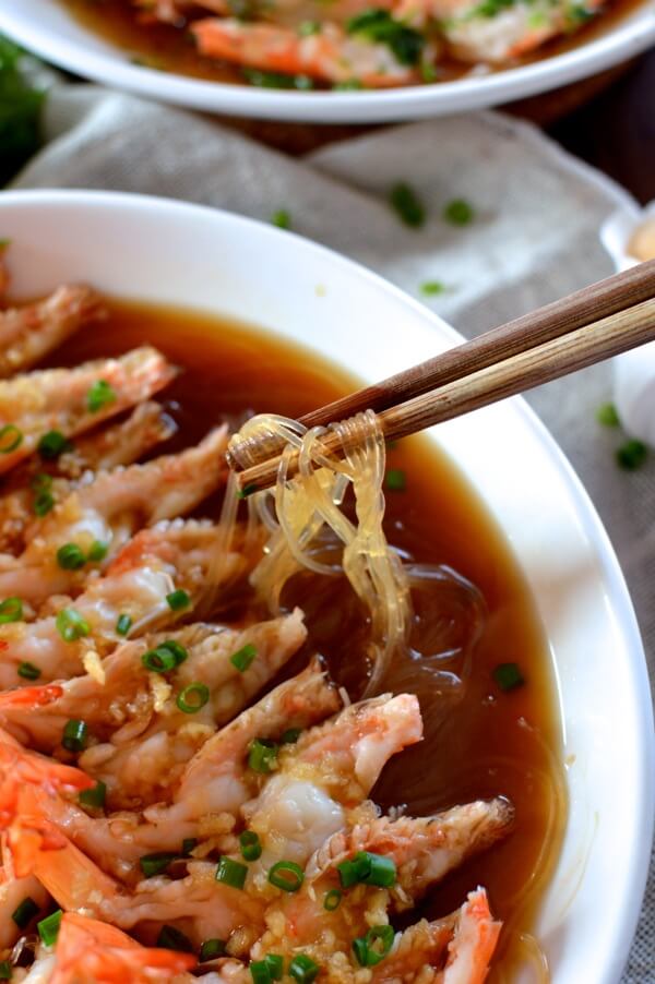 Steamed Shrimp with Glass Noodles - Two Ways, by thewoksoflife.com