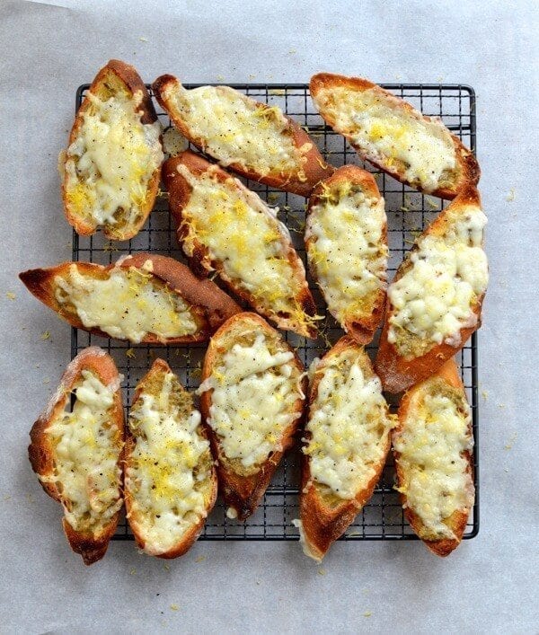 Lemon Manchego Toasts with Green Olive Tapenade by thewoksoflife.com