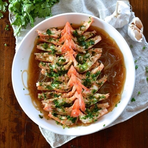 Steamed Shrimp with Glass Noodles - Two Ways, by thewoksoflife.com