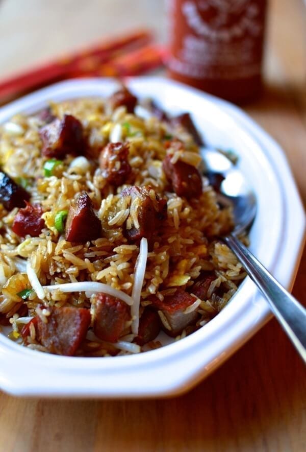 Closeup of Pork Fried Rice, by thewoksoflife.com