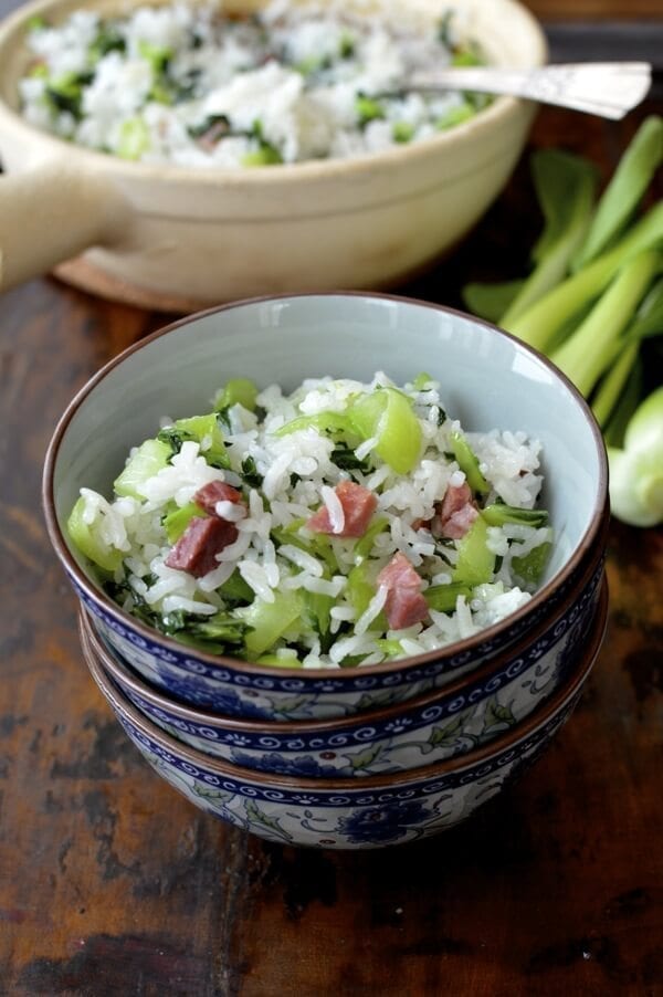 Shanghai Cai Fan (Rice with Salted Pork and Greens), by thewoksoflife.com