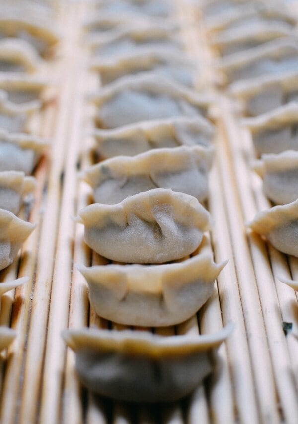 Pork Chive Dumplings, by thewoksoflife.com