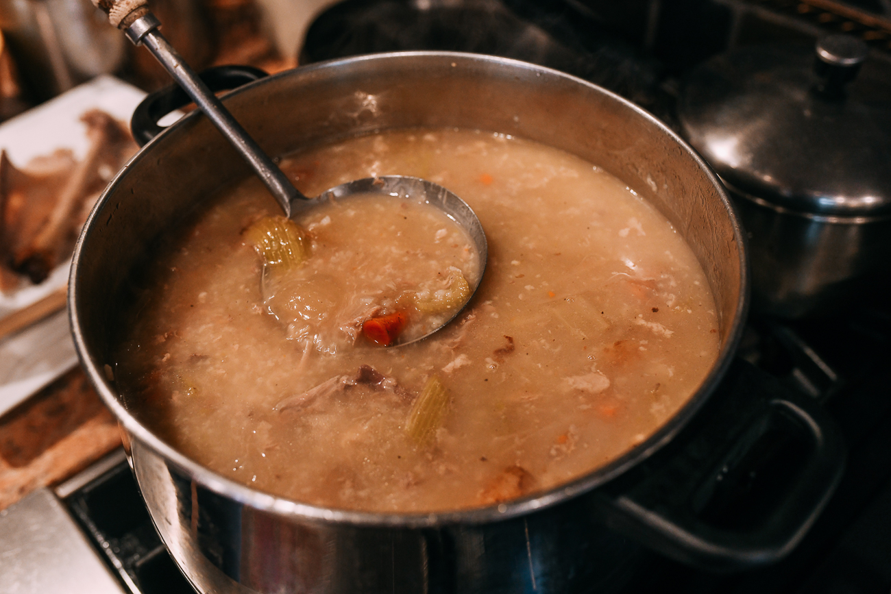 Stirring Pot of Turkey Congee