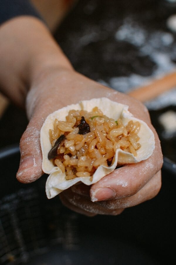Sticky Rice Mushroom Shumai w/ Homemade Wrappers (Vegan), by thewoksoflife.com