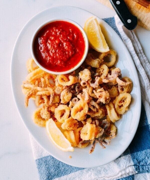 Fried Calamari with marinara and lemon