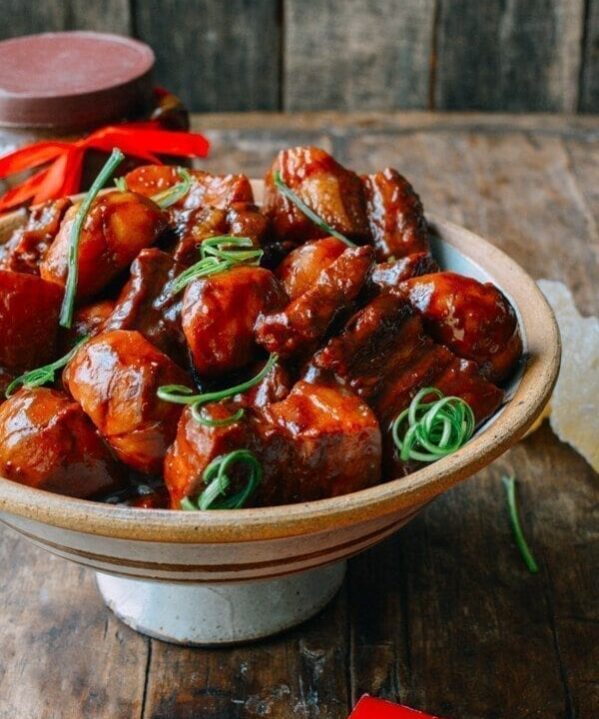 Cantonese Style Braised Pork Belly with Arrowroot, by thewoksoflife.com