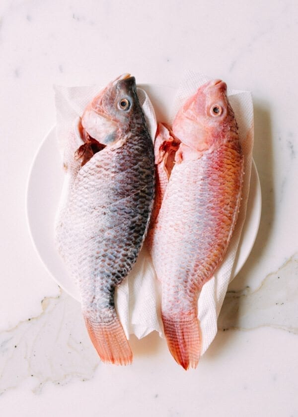 Chinese Braised Fish (Hongshao Yu), by thewoksoflife.com