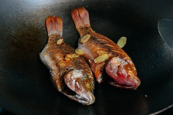 Chinese Braised Fish (Hongshao Yu), by thewoksoflife.com