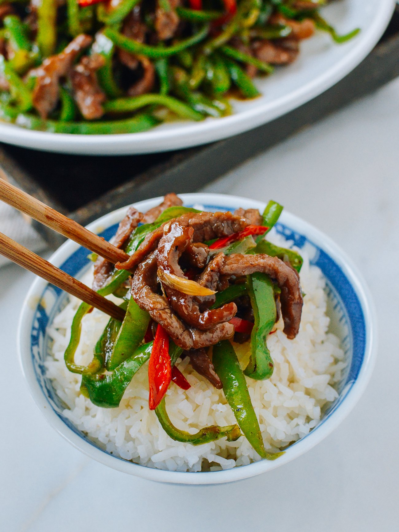 Chinese Beef and Pepper Stir-fry over Rice