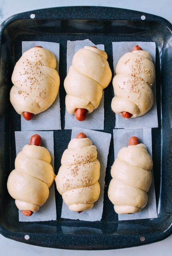 Chinese Hot Dog Buns, by thewoksoflife.com