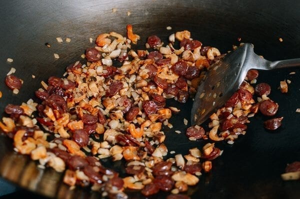 Sticky rice with Chinese sausage, for thewoksoflife.com
