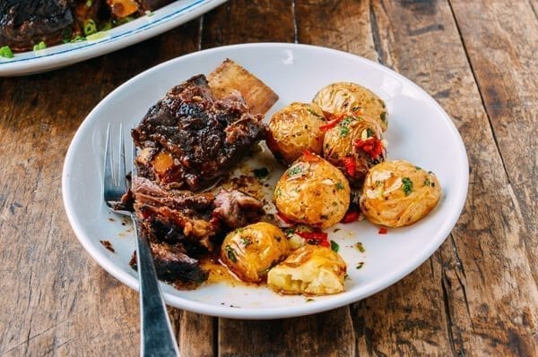 Asian Braised Short Ribs with Chili Lime Potatoes, by thewoksoflife.com