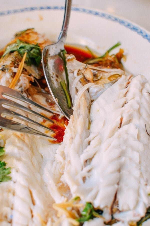 How to serve a Chinese Steamed Whole Fish, by thewoksoflife.com
