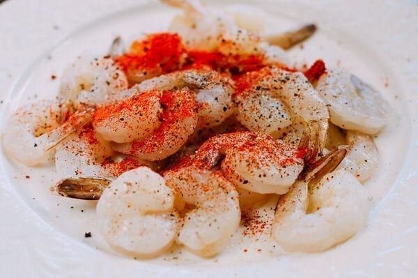 Thai Basil Pesto Pasta with Spicy Shrimp, by thewoksoflife.com