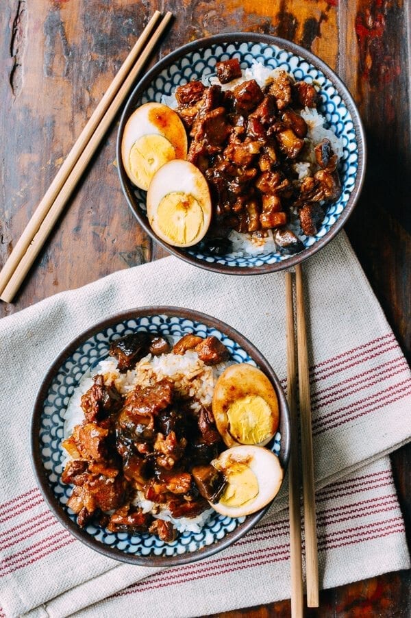 Lu Rou Fan (Taiwanese Braised Pork Rice Bowl), by thewoksoflife.com