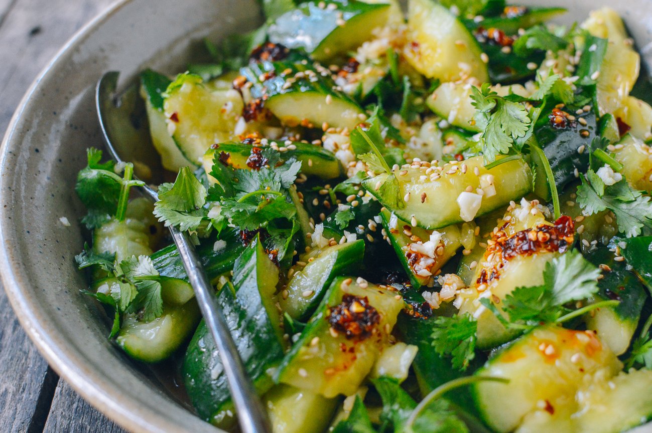 mashed asian cucumber salad