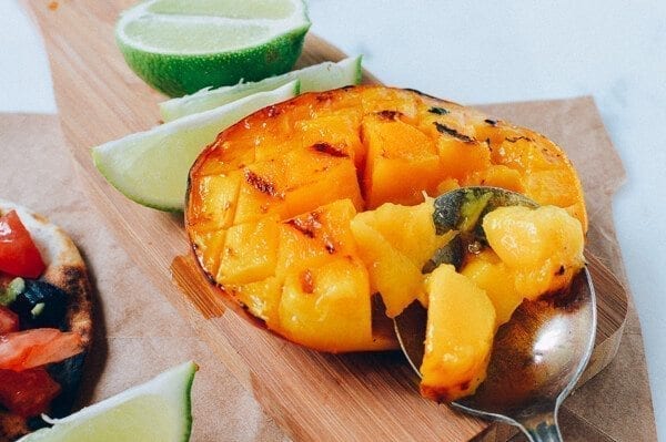 Shrimp Tacos w/ Grilled Mango & Mint Guacamole