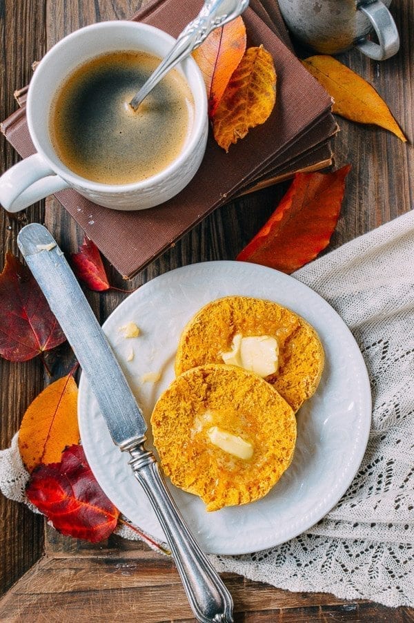 Pumpkin English Muffins, by thewoksoflife.com