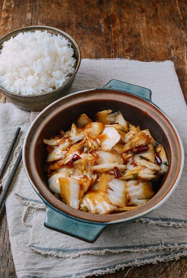 Chinese Vegan Recipes - Sichuan Napa Cabbage Stir-fry (Suan La Bai Cai), by thewoksoflife.com