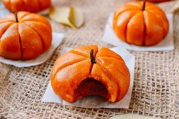 Pumpkin Mochi with Pumpkin Filling, by thewoksoflife.com