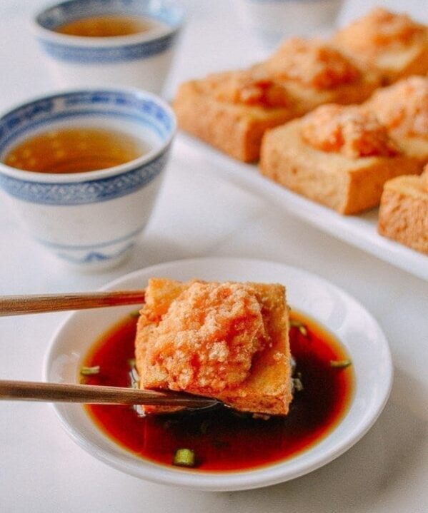 Crispy Skin Stuffed Tofu, A Chinatown Favorite, by thewoksoflife.com