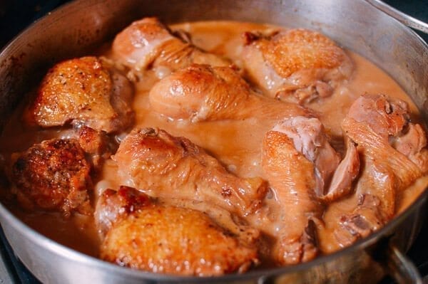 Simmering Chicken Adobo, by thewoksoflife.com