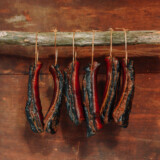 Chinese cured pork belly hanging while drying
