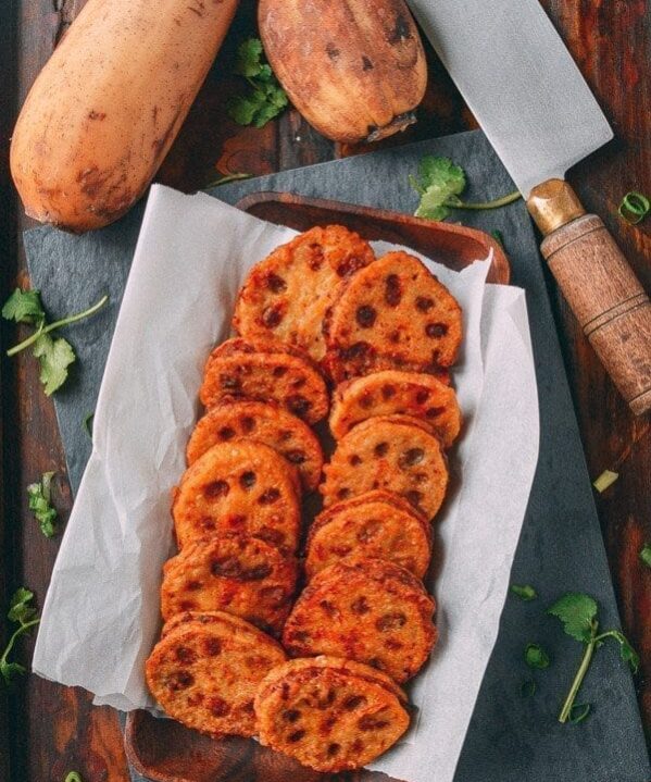 Crispy Stuffed Lotus Root with Pork (2017 Chinese New Year Recipes), by thewoksoflife.com
