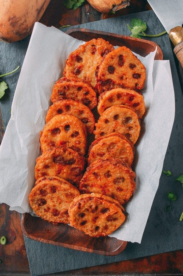 Chinese New year recipes - Crispy Stuffed Lotus Root with Pork, by thewoksoflife.com