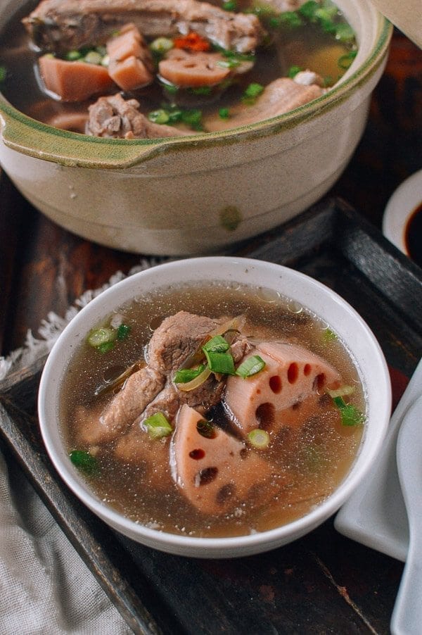 Traditional Chinese Soup - Lotus Root & Pork Soup, by thewoksoflife.com