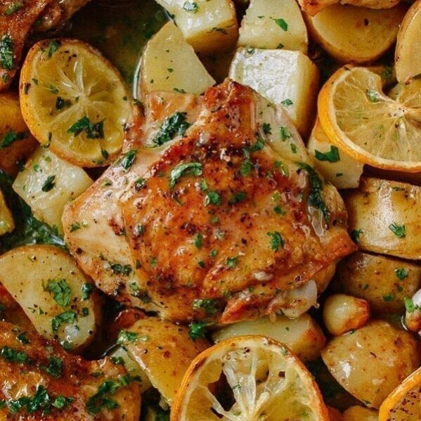 Lemon chicken thighs with potatoes