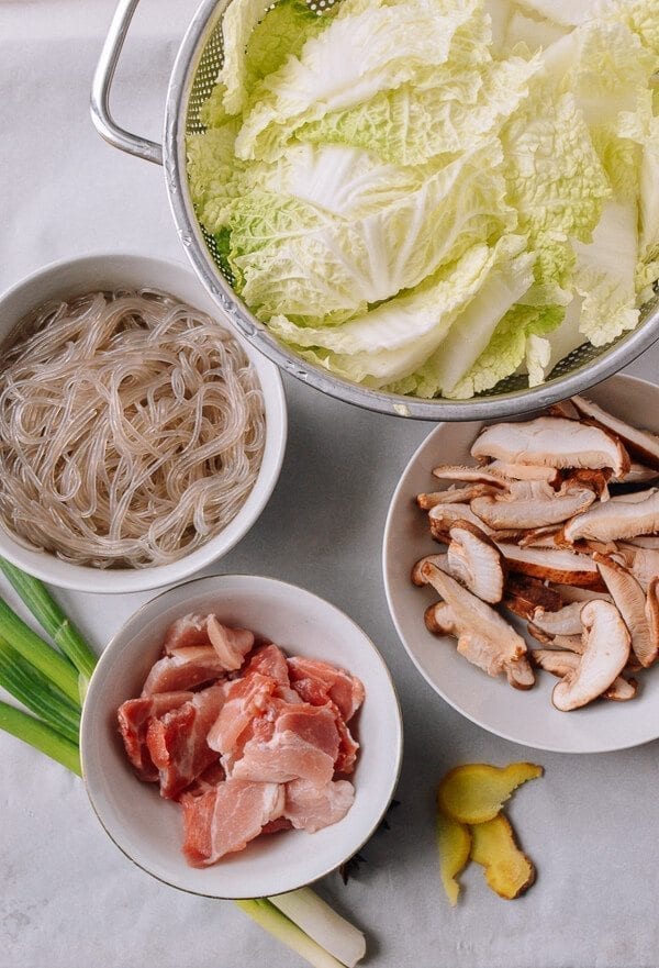Braised Glass Noodles with Pork & Napa Cabbage, by thewoksoflife.com