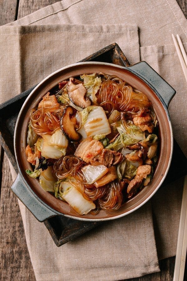 Chinese New Year Menu - the shortcut - Braised Glass Noodles with Pork & Napa Cabbage, by thewoksoflife.com
