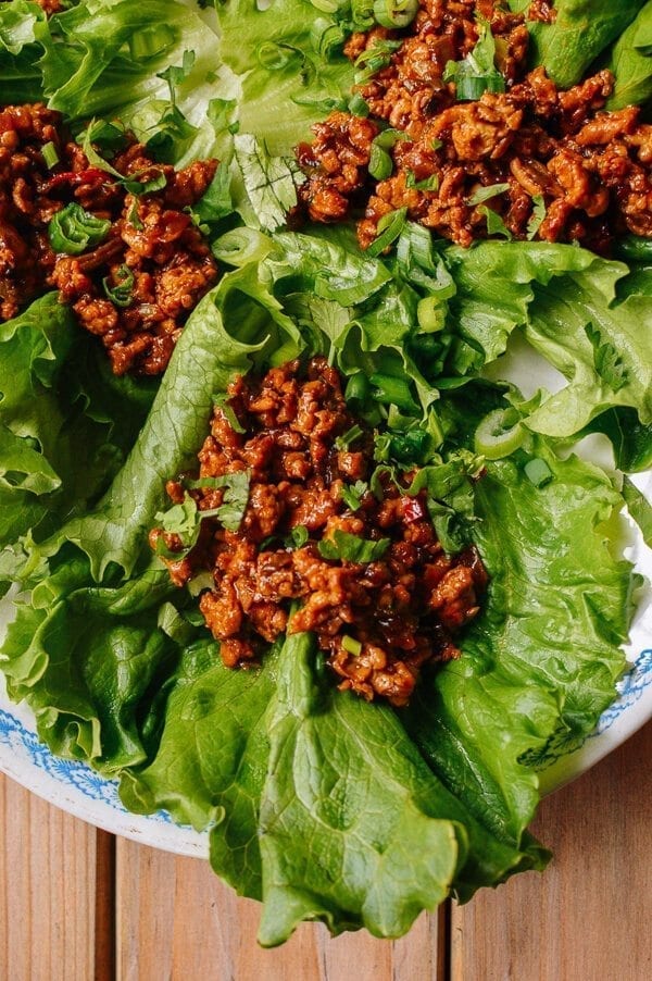 Chicken Lettuce Wraps, A Healthy Low Carb Favorite, by thewoksoflife.com
