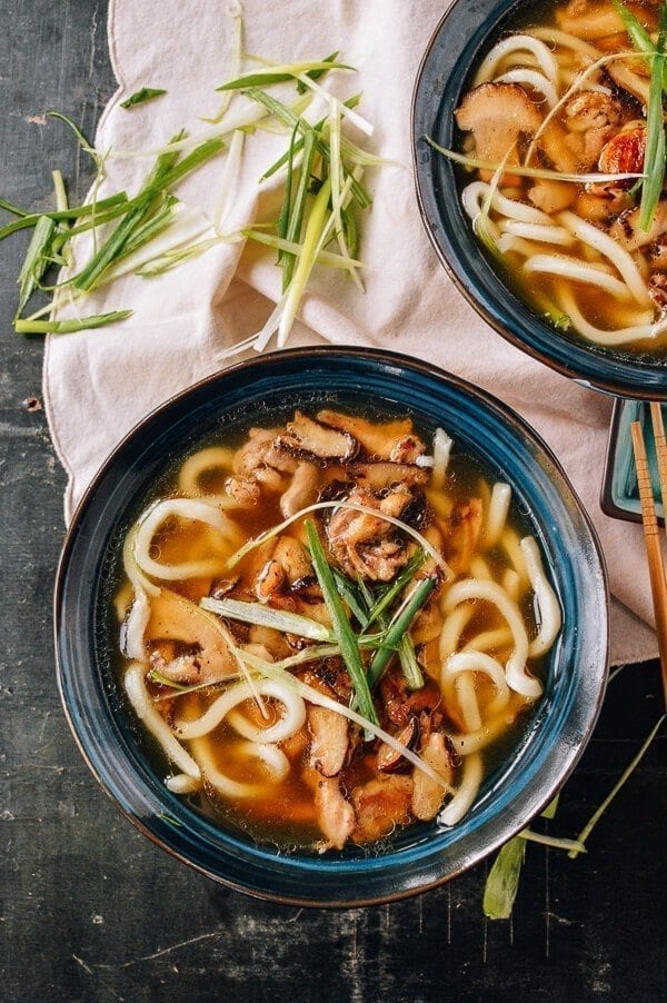 Udon Noodle Soup With Chicken Mushrooms The Woks Of Life