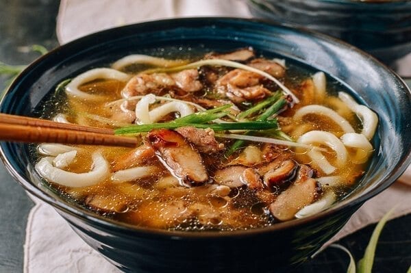 Udon Noodle Soup with Chicken & Mushrooms, by thewoksoflife.com