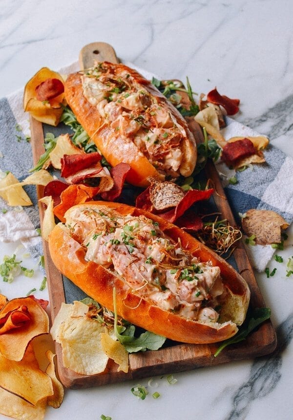 Lobster Rolls with Crispy Ginger & Scallions, by thewoksoflife.com